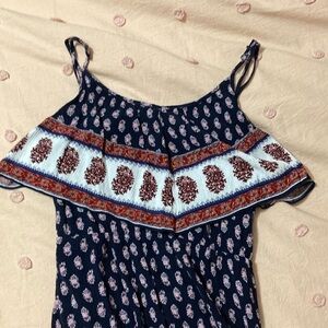 American Eagle blue patterned Open Back Maxi Dress,